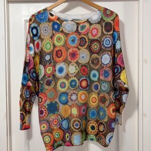 Angela Mara Colorful “geode” knit sweater